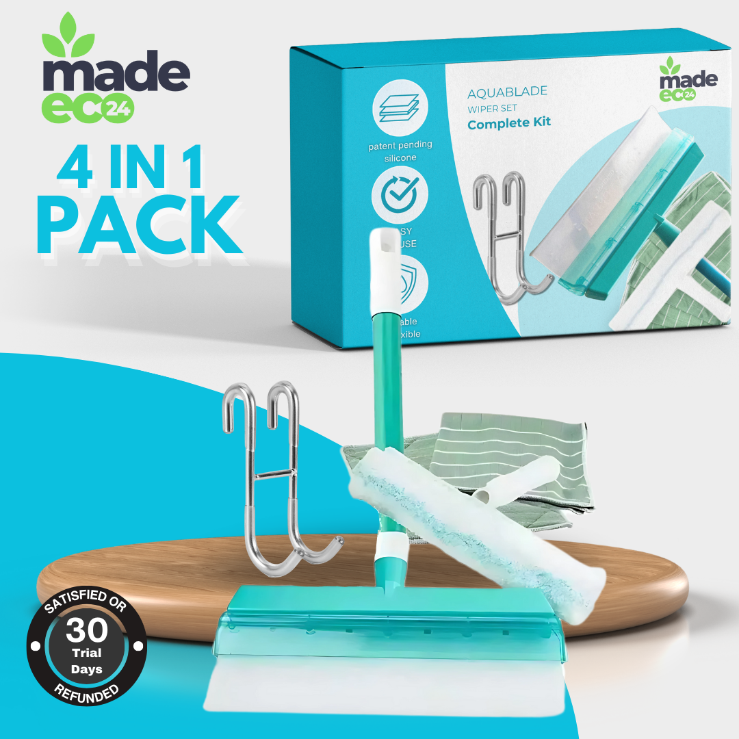 AquaBLADE™ – Recyclable Silicone Window Squeegee Kit 4 IN 1 PACK.