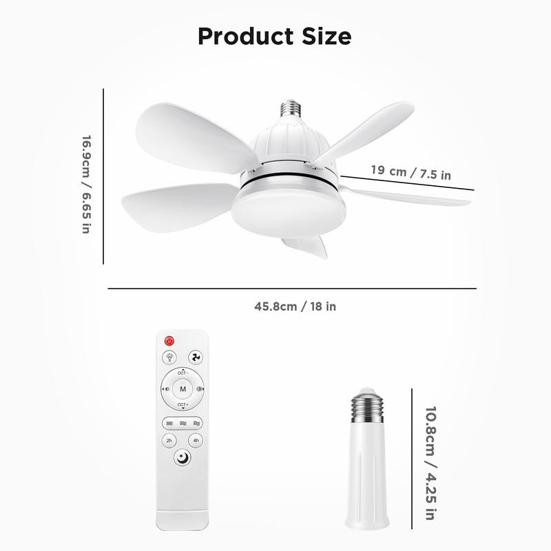 Socket Ceiling Fan Light with Remote Control