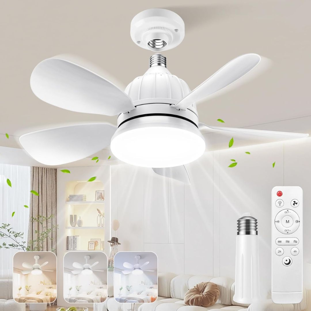 Socket Ceiling Fan Light with Remote Control